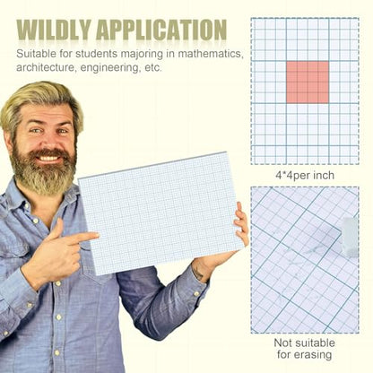 Ctosree 24 Pack Graph Paper Pads 8.5" x 11", 4x4 Quad Ruled, 50 Sheets/100 Pages Back to School Graph Paper for Engineer Architect Designer Mathematician Draftsman - color: blue
