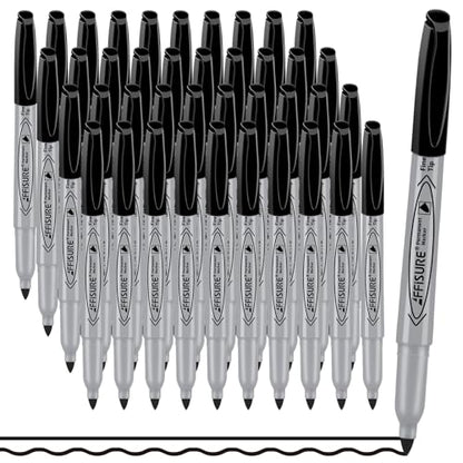Permanent markers, 40 packs permanent markers bulk, quick drying in one second, smooth, not easy to erase, durable, can be marked on glass, tiles and cloth, office supplies,Gray shell - color: black Fine 40