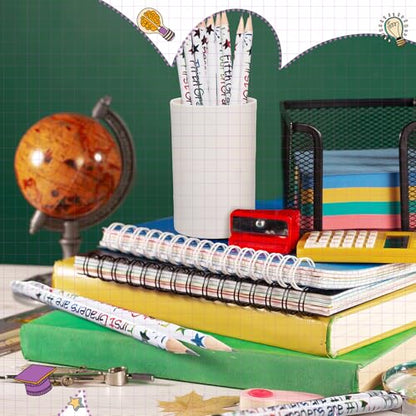 Tenceur 24 Pcs 1st Graders Pencils Bulk Motivational Pencils with Erasers Inspirational Pencil with Back to School Supplies for Kids Student Teacher Classroom Reward - style: 1st Graders