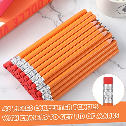 Fainne 48 Pcs Fat Pencils Jumbo Big Thick Large Pencils and 3 Pieces Sharpeners for Kids Beginners Preschoolers Kindergarten School Office Supplies(Orange+Silver,Triangle) - color: Orange+Silver, style: Triangle