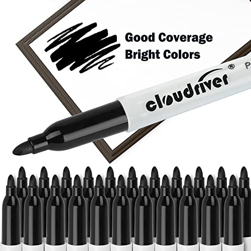 cloudriver Permanent Markers, 148 Pack Black Permanent Markers Set, Fine Point, Bulk Permant Markers Work on Wood, Plastic, Metal, Stone, Glass