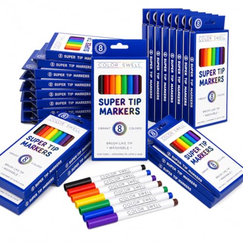 Color Swell Bulk Super Tip Markers, 50 Pack, 8 Colors per Pack (400 Total) - size: 50 Pack | 400 Markers