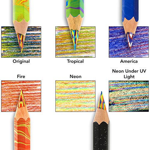 Koh-I-Noor Magic FX Pencils, 5-Pack - Original, Tropical, Neon, America and Fire (FA3405.5BC) - size: 5 Count (Pack of 1)