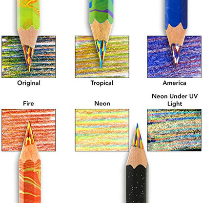 Koh-I-Noor Magic FX Pencils, 5-Pack - Original, Tropical, Neon, America and Fire (FA3405.5BC) - size: 5 Count (Pack of 1)