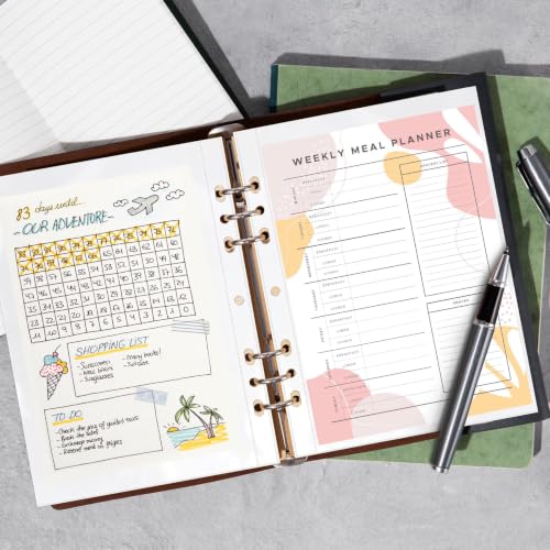 VOKOY 50 Pack 5.5x8.5 Inch Sheet Protectors for 3 or 6 Ring A5 Binder, Half Letter Size 7 Holes Mini Heavy-Duty Sheet Protector Sleeves Crystal Clear Playbill Binder Pockets - size: 5.5x8.5 Inch-1 Pocket, style: 50 Pack
