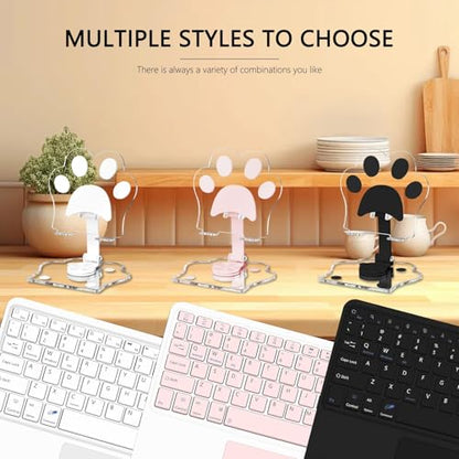 for Bluetooth Keyboard Touchpad Built, Cute Tablet Stand Adjustable & Foldable, Wireless Rechargeable Bluetooth for iPad, iPad Pro/Mini/Air, Samsung Xiaomi Tablets, etc -Pure Black - color: C-Touchpad Keyboard-Pure BLACK