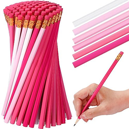 TecUnite 120 Pcs #2 HB Pencils with Eraser No 2 Unsharpened Wooden Hexagonal Pencils for Adults Gifts for School Exam art Learning Office Sketching(Pink Series) - color: Pink Series