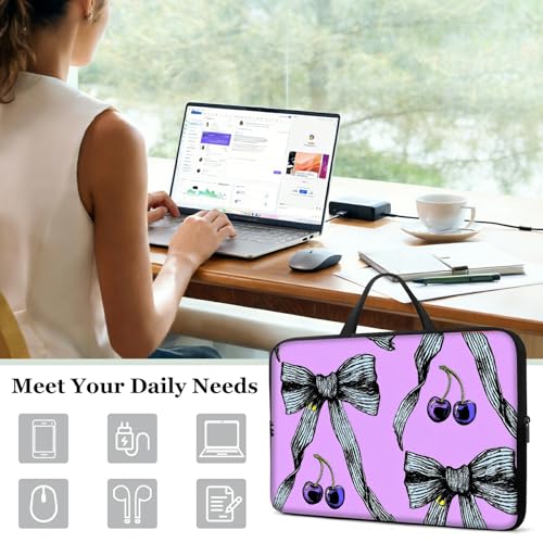 13 13.3 14 inch Laptop Sleeve with Handle, Black Bows Water‑Resistant Laptop Carrying Case for MacBook Air 13-inch/MacBook Pro 13/14 inch/Dell/HP/Lenovo - color: Black Bows, size: 13-14 inch Devices
