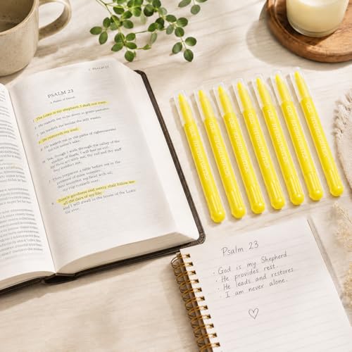 Yellow Gel Bible Highlighters, 8 Pack No Bleed Gel Highlighter Markers, Yellow Highlighters for Bible Study, Journaling, Notes, School and Office Use