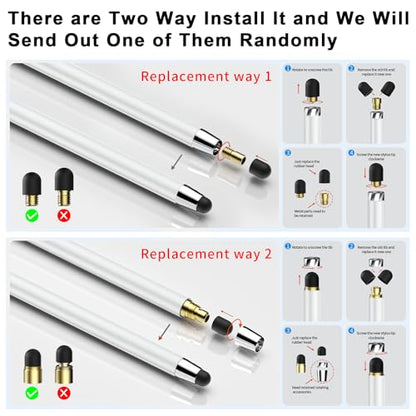 Stylus(5 PCS),Stylus Pen for Touchscreen,High Sensitivity Rubber Tip,White | Universal Stylus,2-in-1 Tip,Touch Screens of iPhone/iPad/Android Tablets and Any capacitive touchscreen - color: 5PCS White