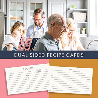 Jot & Mark 8.5" x 9.5" 3 Ring Recipe Binder with 50 Matching 4x6 inch Recipe Cards, 25 Top & Bottom Binder Sleeve Sheet Protector, 5 Full-Page Undivided Sleeves, 6 Sturdy Divider Tabs, Mise En Place | 50 Recipe Cards + 25 Sleeve Protectors + 5 Full-Page S