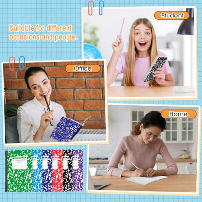 Fainne 60 Pack Composition Notebooks College Ruled A5 Composition Notebook Bulk Marble Notebooks 30 Sheets (60 Pages) for Student Journal Classroom Office School Supplies(6 Color) - color: 6 Color