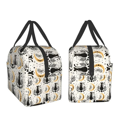 Nerxy Boho Cat Insulated Lunch Bag Cute Cats Magic Moon Witchy Lunch Box Containers Animal Reusable Soft Meal Tote Bag Kit Lunchbox for Women Kids Adults Work School Office Picnic Beach 8x5x8.5inch - color: boho cat