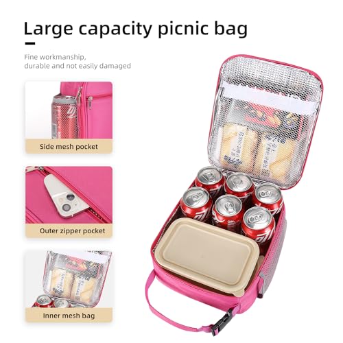 Lovoeo Lunch box Lunch bag for men women Insulated Lunchbox Lunch bags for Work Picnic Travel(Rose red) - color: Rose Red