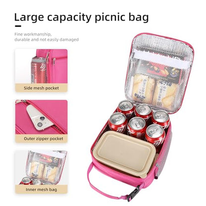 Lovoeo Lunch box Lunch bag for men women Insulated Lunchbox Lunch bags for Work Picnic Travel(Rose red) - color: Rose Red