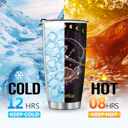 Horoscope Sagittarius 20oz Insulated Tumblers Mug Cup Gifts for Birthday Boys Girls Men Women Son Daughter Travel Essentials Accessories Must Have Cold Iced - color: Sagittarius-655