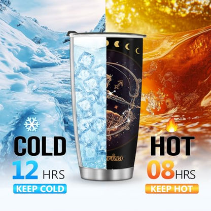 Horoscope Sagittarius 20oz Insulated Tumblers Mug Cup Gifts for Birthday Boys Girls Men Women Son Daughter Travel Essentials Accessories Must Have Cold Iced - color: Sagittarius-655