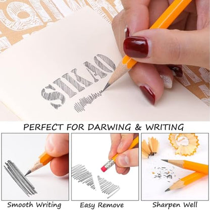 Pencils, 12Pack Number #2 HB Wood Pencils with Erasers for Kids Sketching Drawing, Classroom Must Haves Essentials for Teachers, School Supplies