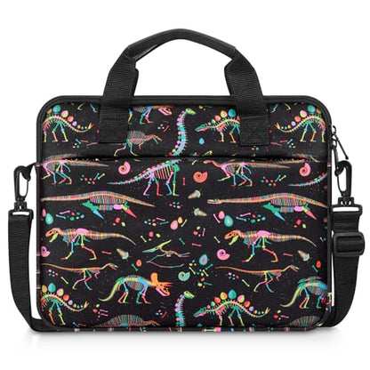 MoKo 10-12.5 Inch Kids Tablet Sleeve Carrying Case for Fire HD 10 13th/11th Gen, Fire HD 8/7 Kids 2022, Tablet Bag with Shoulder Strap for 10/10.1 Inch Android 12/13, Black Dinosaur - color: Black Dinosaur, style: 12.5 Inch