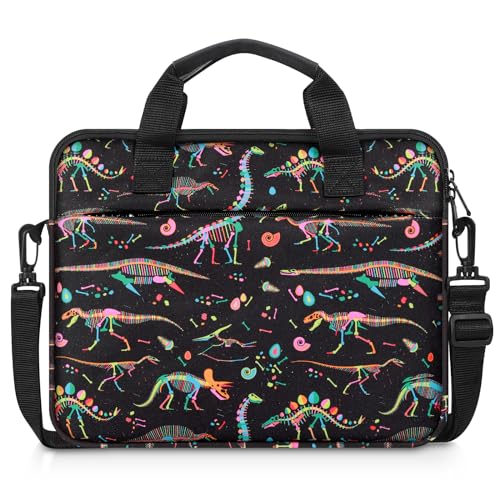 MoKo 10-12.5 Inch Kids Tablet Sleeve Carrying Case for Fire HD 10 13th/11th Gen, Fire HD 8/7 Kids 2022, Tablet Bag with Shoulder Strap for 10/10.1 Inch Android 12/13, Black Dinosaur - color: Black Dinosaur, style: 12.5 Inch