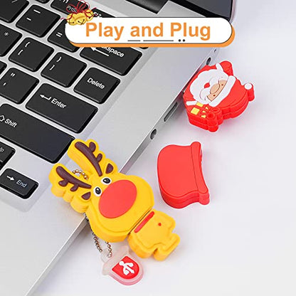 5 Pack USB Flash Drive Christmas Style 16GB New Year Gifts for Family and Friends, BorlterClamp USB 2.0 Drive Memory Stick of Santa Claus Christmas Tree Snowman Patterns Cute Pen Drive - color: Christmas Style 16GB*5
