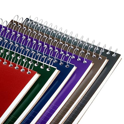 Juvale 6 Pack Quad Ruled 6x9 Inch Top Bound Spiral Graph Paper Notebook - 80 Sheets / 160 Writable Page Steno Notepads for Writing, Sketching, Drawing, School Supplies (6 Colors)