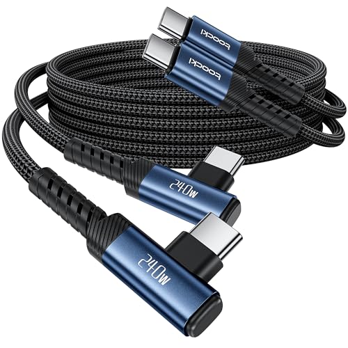 toocki USB C Cable [2Pack, 6.6ft] 240W Fast Charging Type C Cord, Nylon Braided USB 2.0 Cable for iPhone 17 16 15 Pro Plus Pro Max Air, iPad Pro, Samsung Galaxy S24 S23, Switch, MacBook Pro, Pixel - color: Blue, size: 6.6+6.6FT