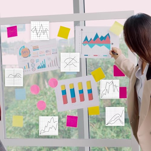 6 Packs Graph Paper Sticky Notes 300 Sheets 3 x 3 Inch Mini Graph Pads 20 x 20 Four Quadrant X Y Axis Coordinate Plane Post It Adhesive Grid Sticky Notes for Office School Math Supplies（6style） - style: 6style
