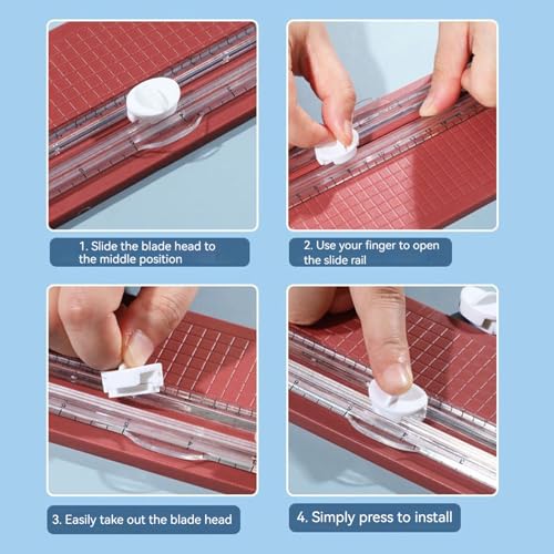 Paper Cutter Slider 10.5 Inch Precision Straight Slider | with Side Ruler Cardstock Cutter for Photo Cardstock Label Crafting Scrapbooking Supplies - color: Red
