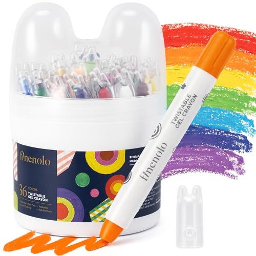 finenolo 36 Colors Twistable Crayons for toddlers 1-3, kids ages 4-8, Washable Crayons with Easy Grip Design, No Mess Toddler Supplies for Coloring Books, Preschool Art Supplies, Back to School Gift - color: 36 Colors