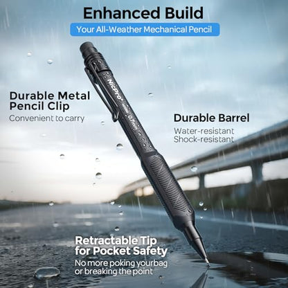 Nicpro 0.7 mm Mechanical Pencil Set with Case, 3PCS HD1000 Mechanical Pencils 0.7 With 6 Tube HB Lead Refills, Eraser, Weatherproof Barrel for Outdoor Writing Drafting Drawing Sketching - style: 0.7mm(3 Pcs)
