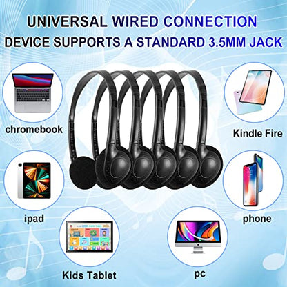 CN-Outlet Wholesale Kids Headphones in Bulk 25 Pack for School Classroom Students Children and Adults - Black - color: Black, size: 25 PACK