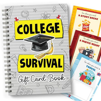 Hangwoous College Survival Gift Card Book, Back to School Gift | 7X5 Inch 24 Pages Card Book For Boys And Girls, Going Away To College Care Package Cash Gifts, Teen Stocking Stuffers - color: White