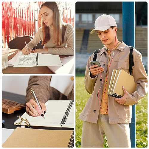 EUSOAR College Ruled Spiral Notebook, 6 Packs A4 11" x 8.5" Lined Journaling Notebooks, 120Pages/ 60Sheets Lined Composition Notebook for Women Men Student Office School Traveling Diary-Kraft - color: Kraft, size: 6Packs