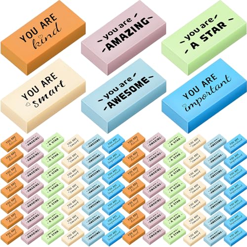 Resurhang 180 Pcs Erasers Bulk for Kids Inspirational Pencil Erasers Bulk for Drawing Motivational Big Eraser School Supplies for Classrooms Back to School Office (Motivational,Boho) - color: Boho, size: Motivational