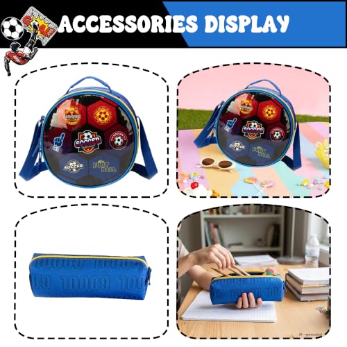 Meetbelify Kids Rolling Backpack with Wheels for Boys Rolling Backpacks with Lunch Box for Elementary School Students 3 in 1 Travel Luggage Suitcase for Boys Age 8-10 - color: Football Blue Red