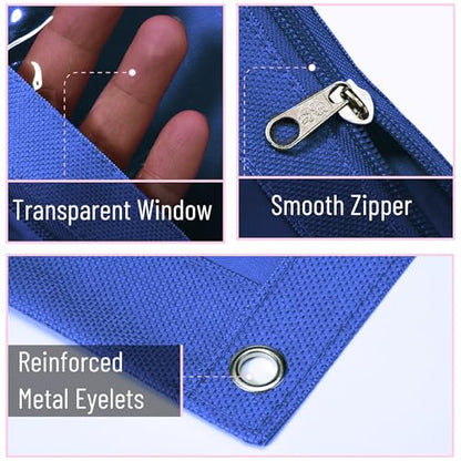Mr. Pen- Pencil Pouch for 3 Ring Binder, 2 Pack, 10"x6.75", Smooth Zipper | Clear Window, Large Capacity Pencil Case with 3 Reinforced Grommets for School, Office, Supplies Storage | Clear Window, Large Capacity Pencil Case with 3 Reinforced Grommets for