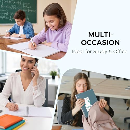 SKYDUE 8"x10.5" Spiral Notebook - College Ruled 100 Sheets, 1 Subject Notebook for School & Office, 3-Hole Punched Paper, Blue - color: Blue