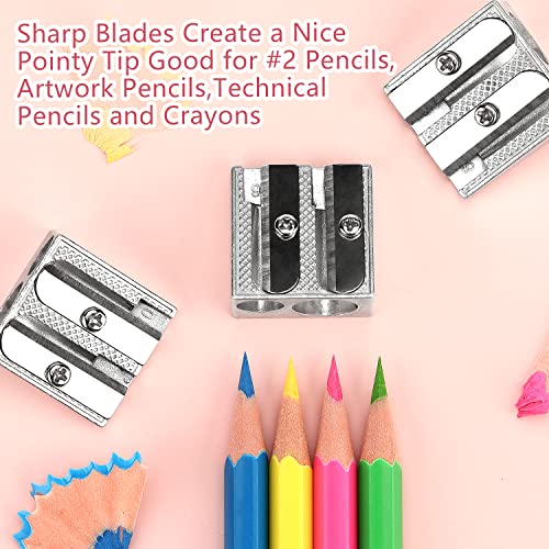 Tamaki 8 Pack Handheld Metal Pencil Sharpener with 2 Holes | Sharpener for Schools, Offices, Homes, Art Projects