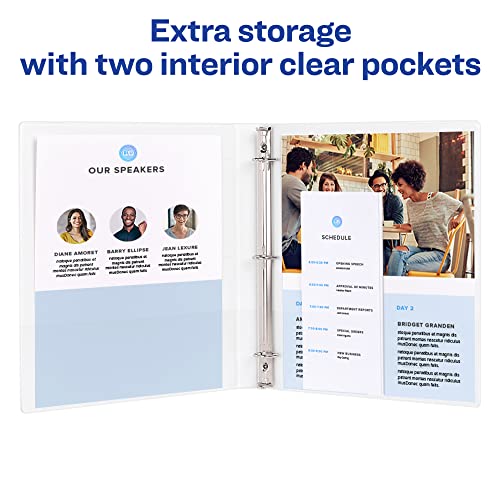 Avery Durable View 3 Ring Binders for Home, School Supplies, Office, or Organization Needs, 0.5" Slant Ring, 4 Pack White Binders (03362) - size: 0.5"