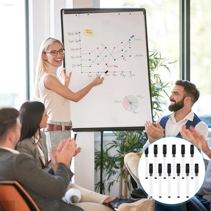 12 Pcs Black Dry Erase Markers, Whiteboard Dry Erase Markers Fine Tip Small Magnetic Dry Erase Marker with Eraser Cap for School, Home, Office Supplies