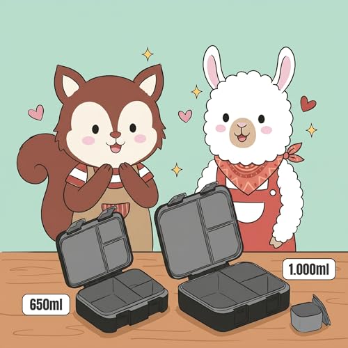 BEARFOOT Kids Lunch Box with Compartments – Compact & Lightweight | Leak-Proof, BPA-Free, Dishwasher Safe | Hand-Drawn Design for Preschool, School, Travel (Game Black, 2.75 Cups) - color: Game-Black, size: 2.75 Cups