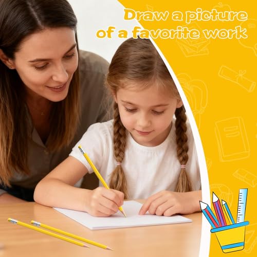 60 PCS Yellow Pencils Bulk with Eraser, Pre-Sharpened HB Spring & Easter Pencils for Kids, School Supplies for Writing, Drawing & Easter Art Crafts(Yellow) - color: yellow