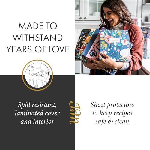 Jot & Mark 8.5"" x 11"" 3 Ring Recipe Binder with Spill-Proof Clear Binder | 50 Recipe Cards + 25 Sleeve Protectors + 5 Full-Page Sleeves + 6 Tabs | 8.5x11 | Culinary Crockery - color: Culinary Crockery, size: 8.5" x 11"