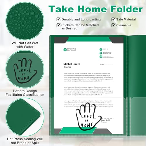 Henoyso 24 Pcs School to Home Folder with Pocket Plastic Heavy Duty Clipboard Folder with Clear Front Pocket Homework Take Home Folders for School Students Parent Teacher Communication(Dark Green) - color: Dark Green
