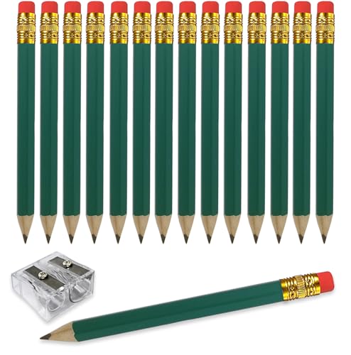 Adhere 25pcs Golf Pencils with eraser Hexagon Wooden Pencils Graphite 2B for Golf Event Scoring,Classroom,Wedding,Company Meetings,Pew, Pocket (Green) - color: Green