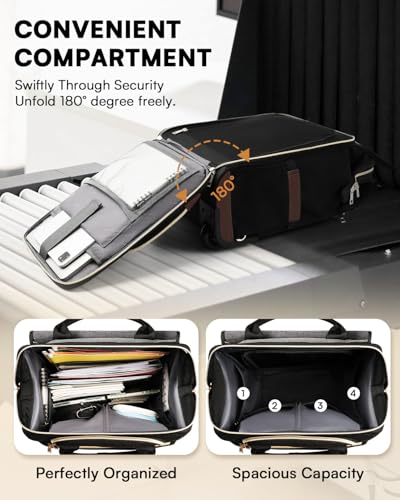 Rolling Backpack for Women, Travel Rolling Laptop Backpack with Wheels, Vertical & Horizontal Storage 2 In 1, Flip-Top Design, Water-Resistant Overnight College Underseat Carry on Luggage, Dark Gray - color: Dark Gray