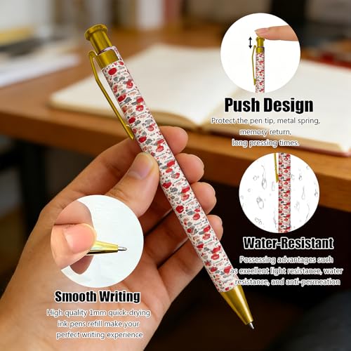 Ballpoint Pen 4Pcs Click Black Ink Metal Retractable 1.0 mm Medium Ballpoint Pens Quick Dry for Office School (Colorful graffiti) - color: Colorful graffiti