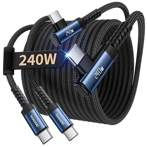 toocki USB C Cable [2Pack, 10ft] 240W Fast Charging Type C Cord, Nylon Braided USB 2.0 Cable for iPhone 17 16 15 Pro Plus Pro Max Air, iPad Pro, Samsung Galaxy S25 S24, Switch, MacBook Pro, Pixel - color: Blue, size: 10+10FT