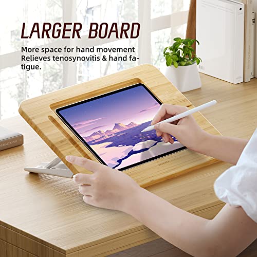AFOOYO Wooden Tablet Drawing Stand - Adjustable 5 Angles for Laptop,Book Reading Stand, Compatible with 12.9/13inch iPad Pro with iPad Case Version(3rd - 7th Gen) - color: Bamboo, size: Large-Fit iPad Pro 12.9/13 inches